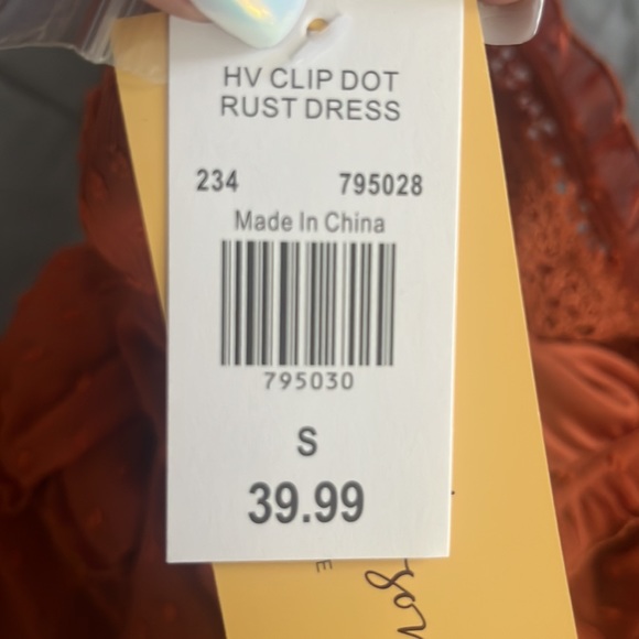 Fall rusty long sleeve flowing dress - Picture 11 of 11